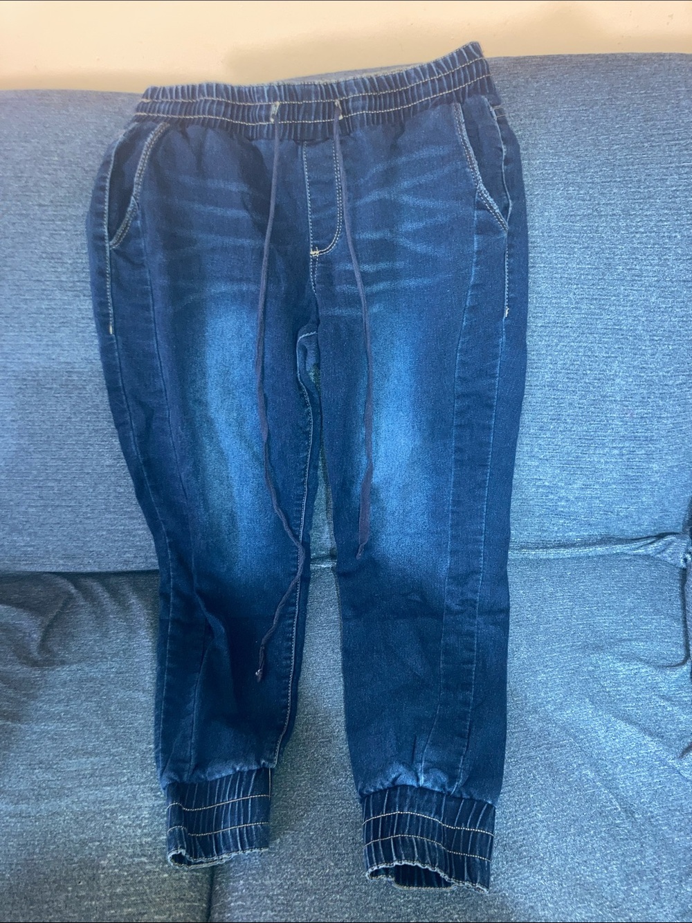 Relaxed Dark Blue Denim Jogger Jeans for Men